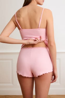 Short van pointelle katoen;${refinementColor}