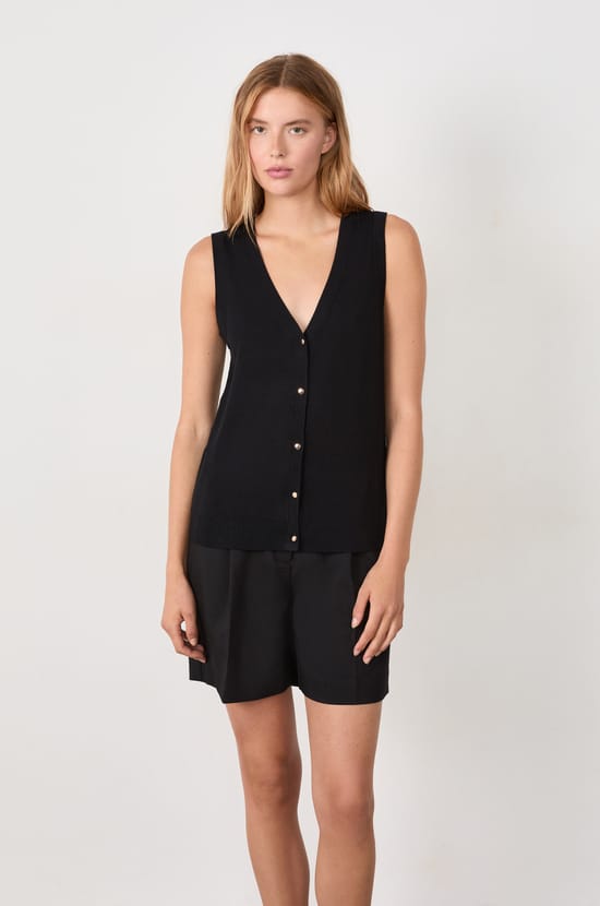 Sleeveless Cardigan Sweater;${refinementColor}