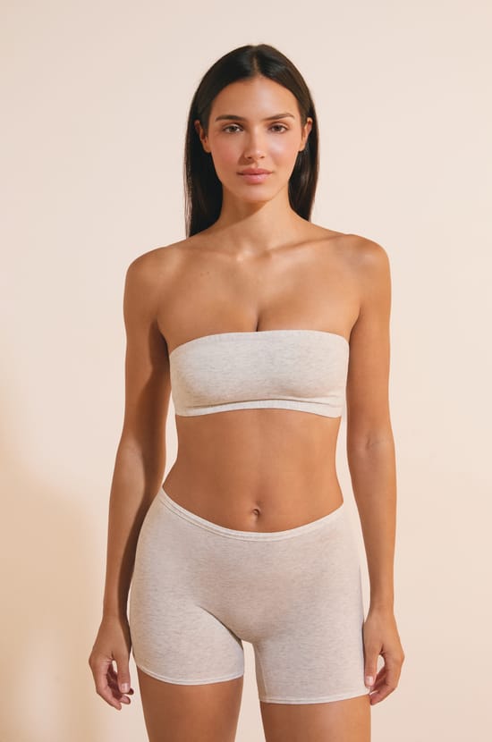 Wireless strapless bra in stretchy organic cotton;${refinementColor}