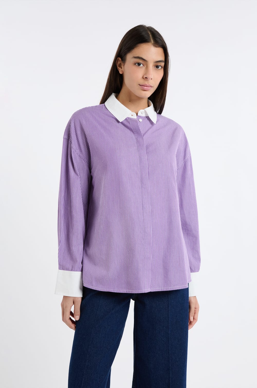 Chemise &agrave; rayures avec coton;${refinementColor}