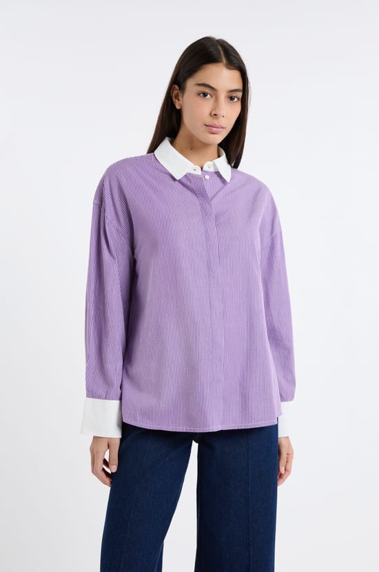 Striped Shirt with Cotton;${refinementColor}