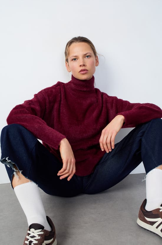 Fleece Turtleneck Sweater;${refinementColor}