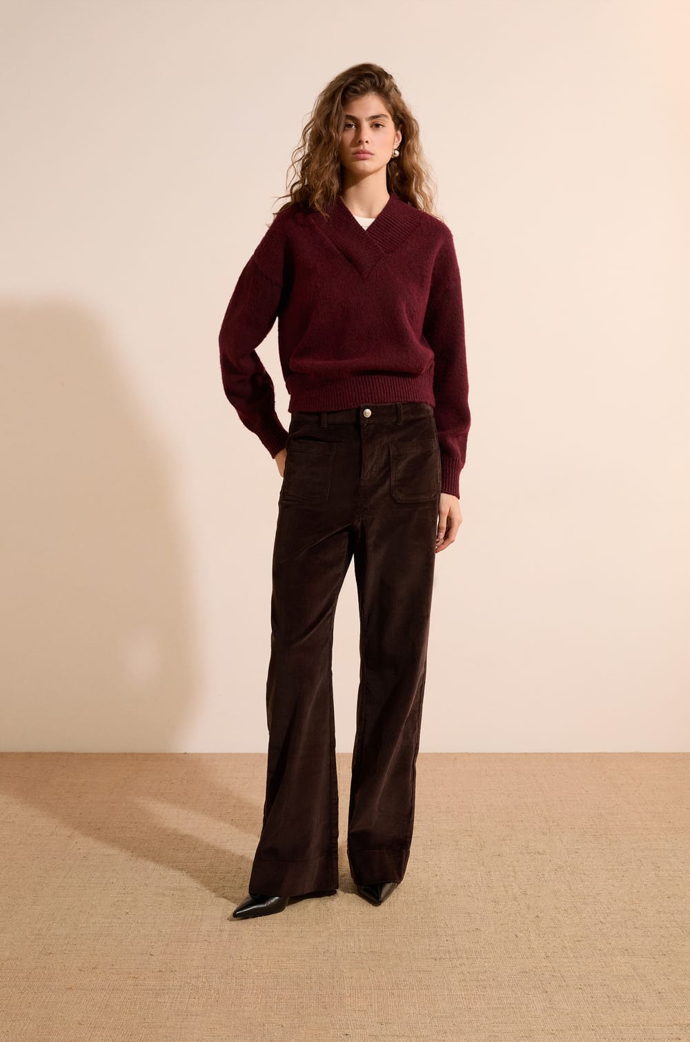 Pull col V en maille;${refinementColor}