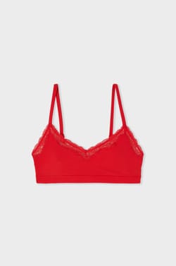 Bralette in microvezel met kanten details;${refinementColor}