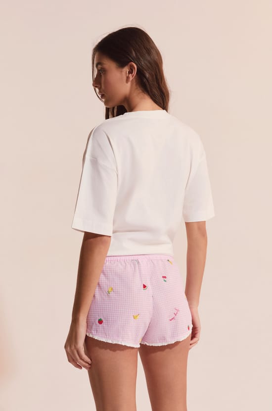 Short de pyjama en coton &agrave; motifs fruits;${refinementColor}