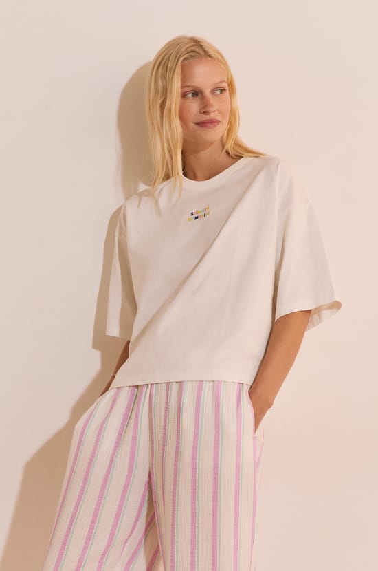 T-shirt de pyjama en coton avec &eacute;criture;${refinementColor}