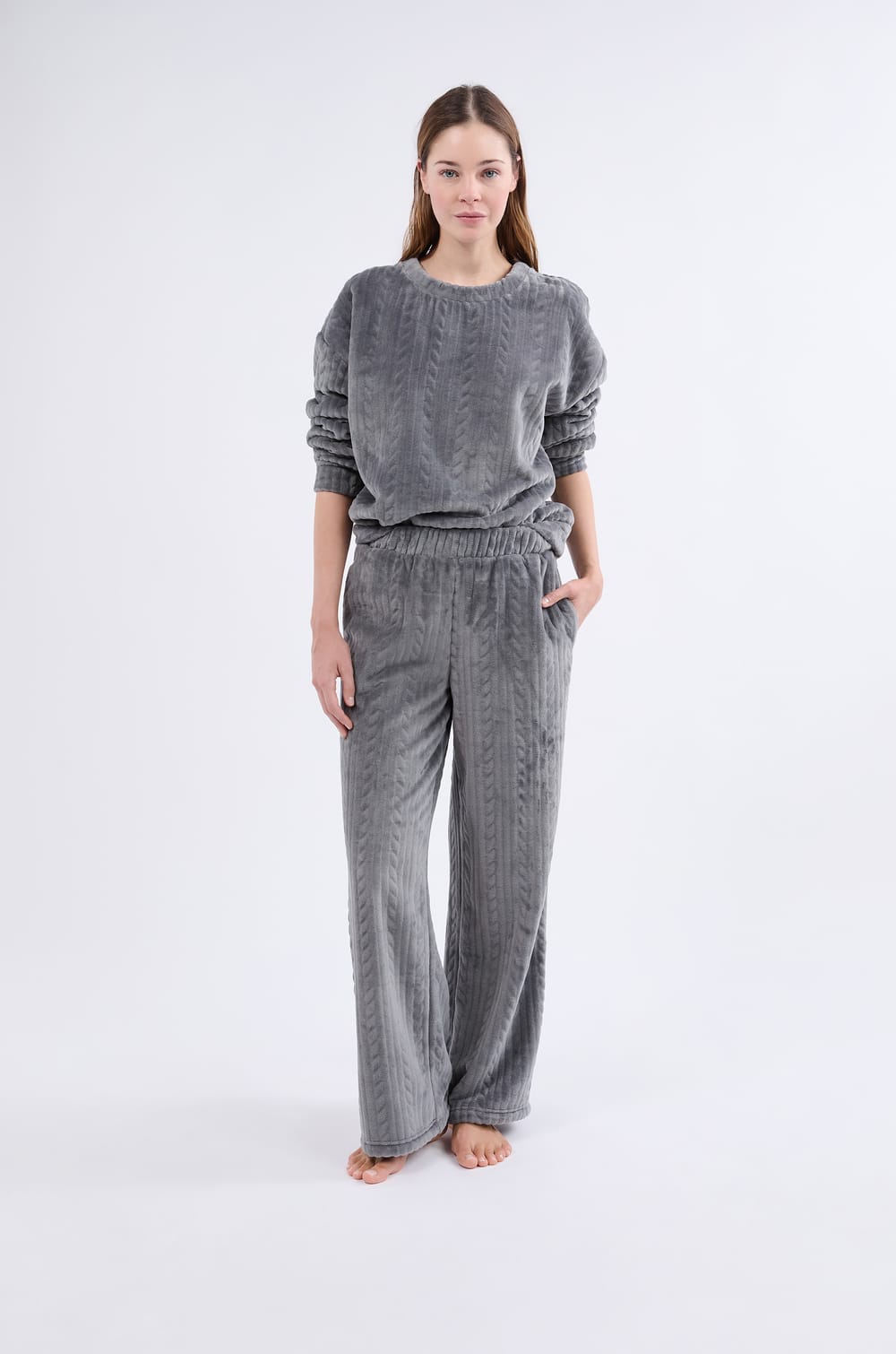 Pantalon de pyjama effet velours;${refinementColor}