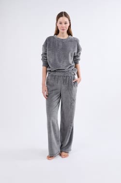 Pantalon de pyjama effet velours;${refinementColor}