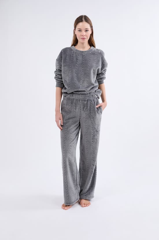 Pantalon de pyjama effet velours;${refinementColor}