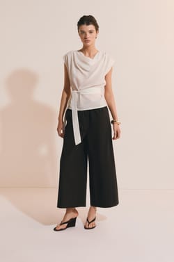 Pantalon &agrave; taille ajust&eacute;e en coton;${refinementColor}