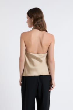 Sleeveless Satin Top With Cowl Neck;${refinementColor}
