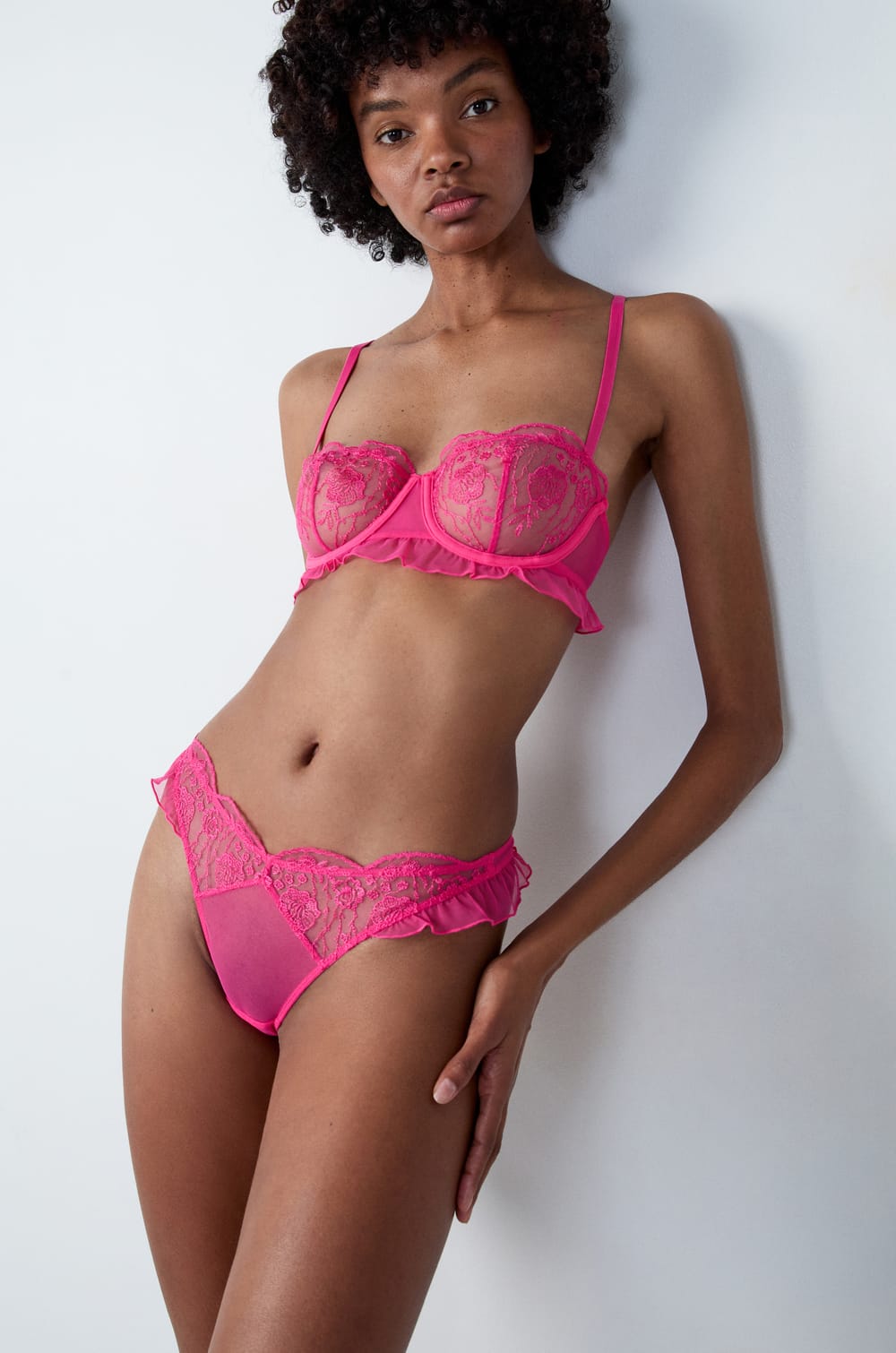 Embroidered Tulle Thong;${refinementColor}