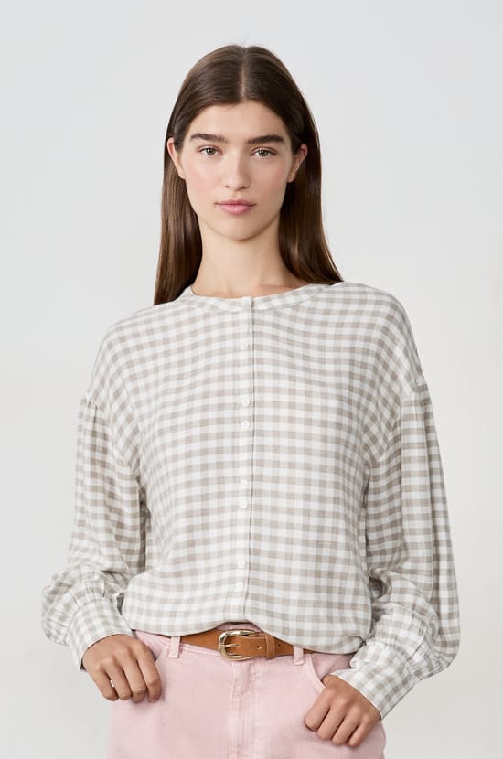 Long-sleeved checkered shirt;${refinementColor}