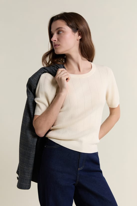 Pull col rond manches courtes;${refinementColor}