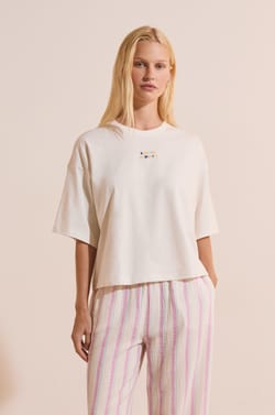 T-shirt de pyjama en coton avec &eacute;criture;${refinementColor}