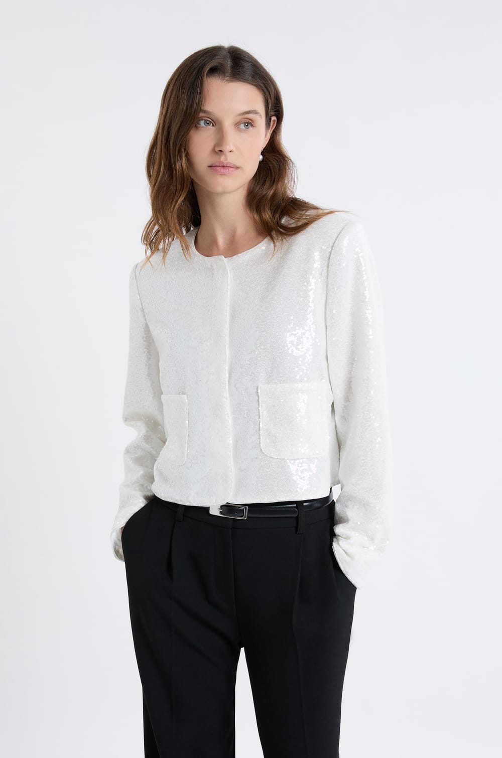 Veste courte &agrave; sequins;${refinementColor}