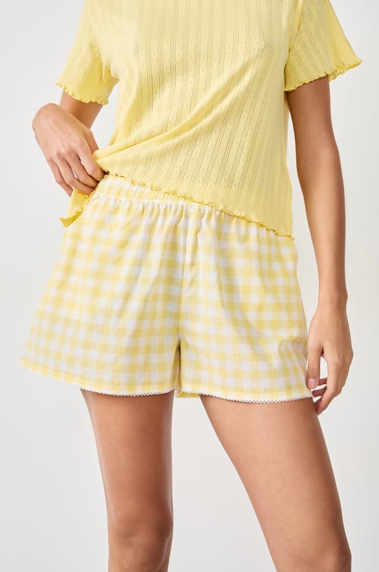 Cotton pyjama shorts with checks;${refinementColor}