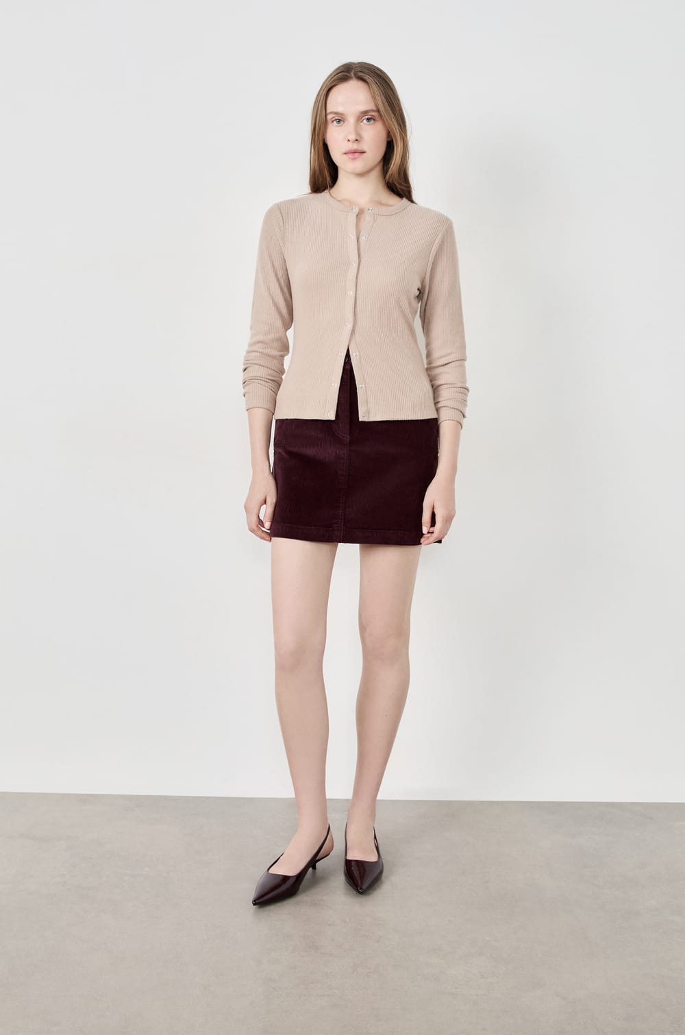 Long-sleeved Ribbed Cardigan;${refinementColor}