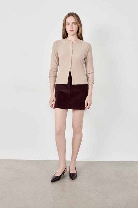 Long-sleeved Ribbed Cardigan;${refinementColor}