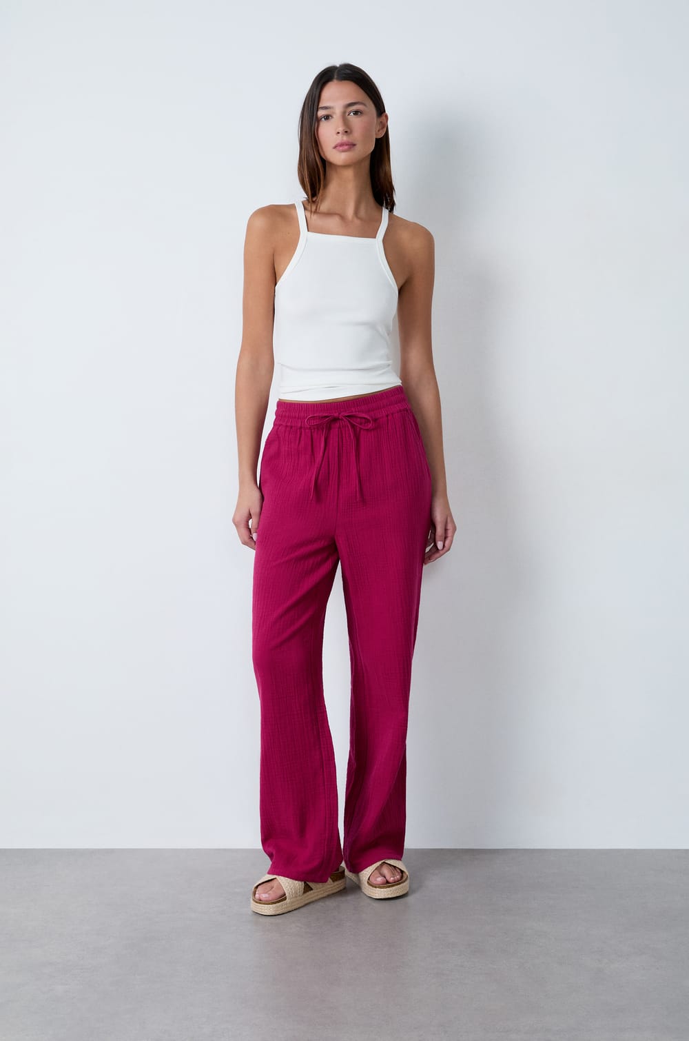 Pantalón de algodón nido de abeja;${refinementColor}