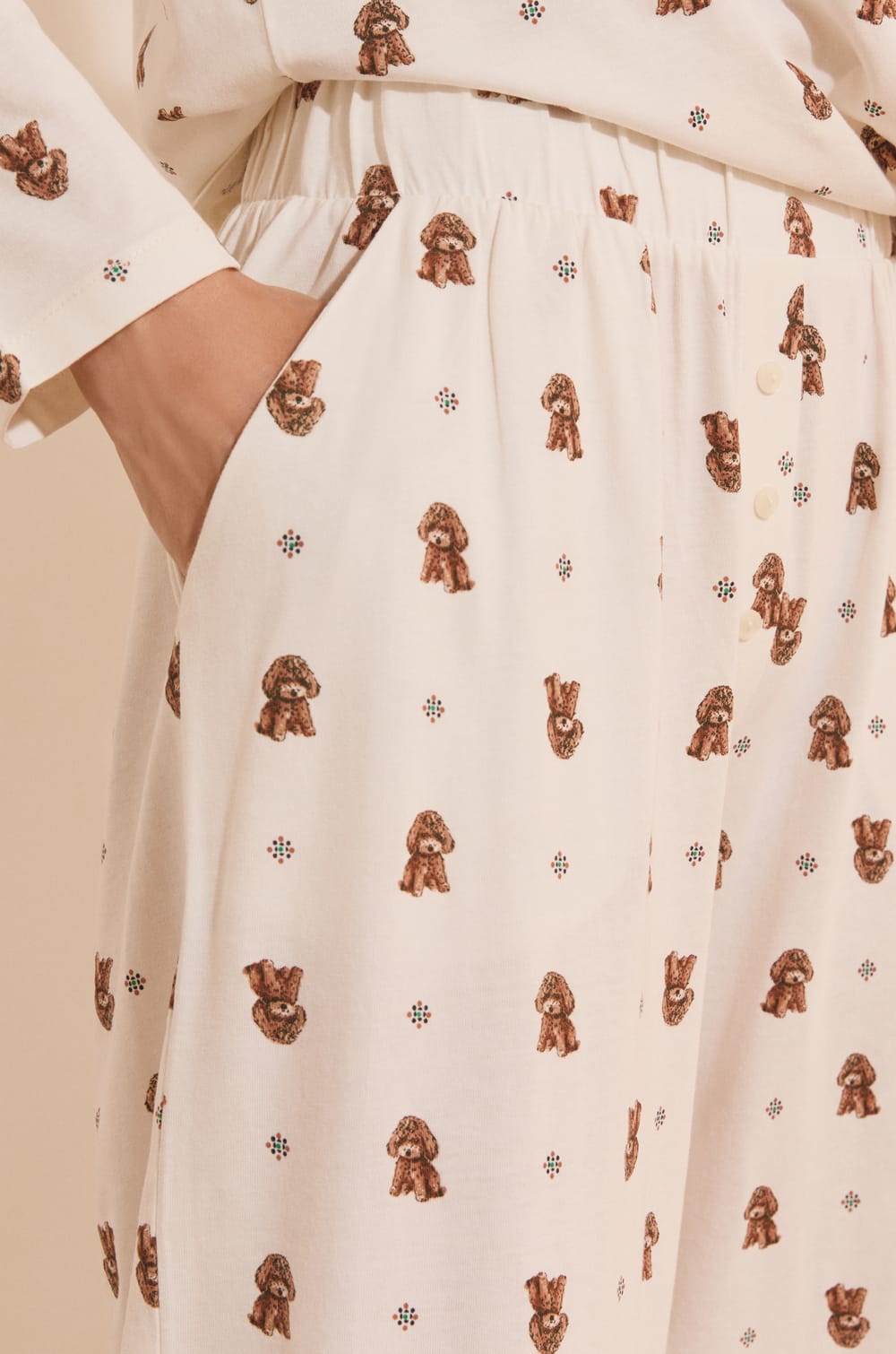 Katoenen pyjamabroek met hondenprint;${refinementColor}