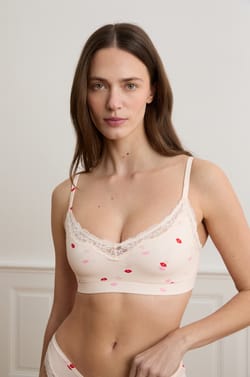 Brassi&egrave;re en microfibre &agrave; motif bisous;${refinementColor}