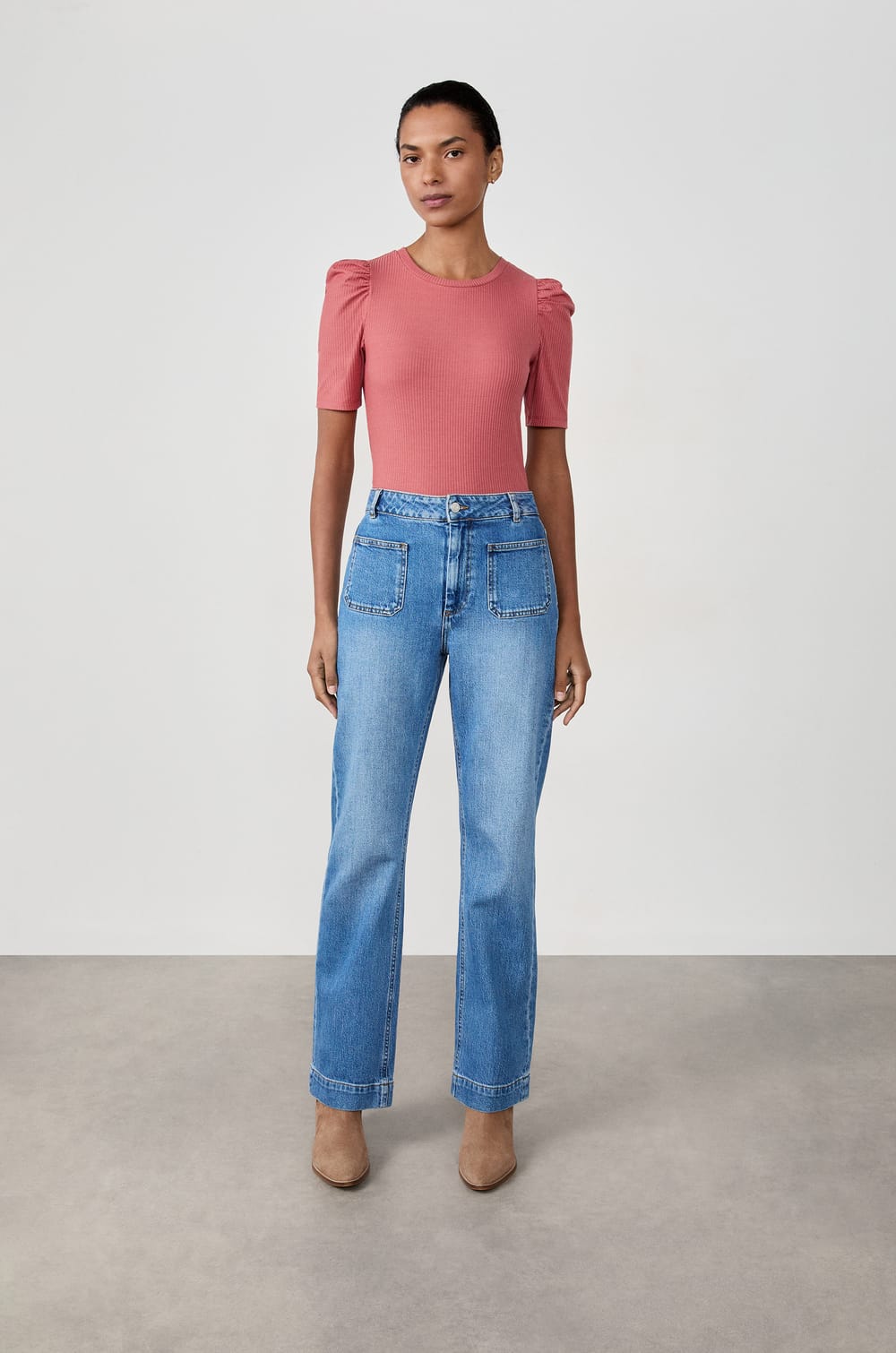 Rechte jeans van katoen;${refinementColor}