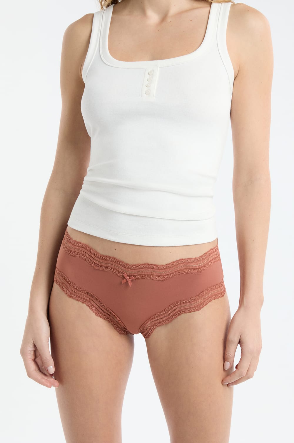 Boyshort with Lace Trim in Microfiber;${refinementColor}