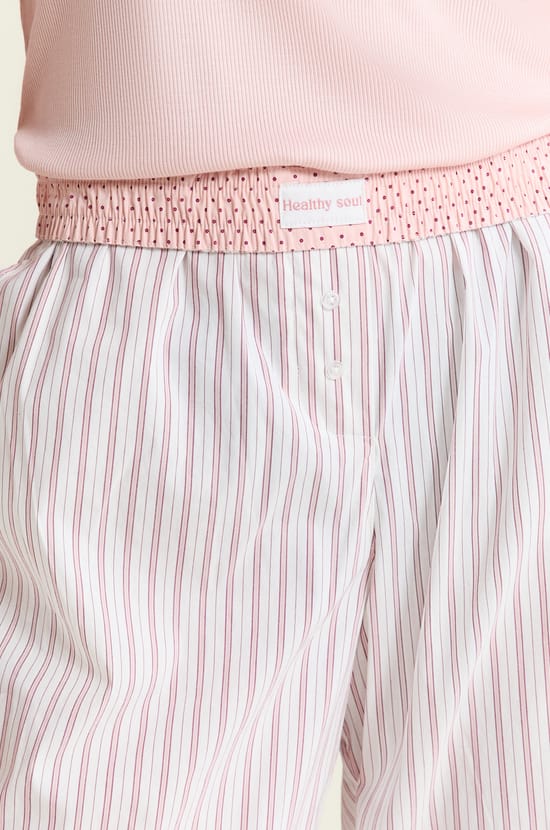 Pantalon de pyjama &agrave; rayures avec coton;${refinementColor}