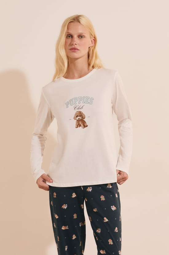 Ensemble de pyjama 3 pi&egrave;ces &agrave; motifs chiens;${refinementColor}