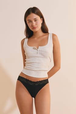 Microfibre and Lace Thong;${refinementColor}