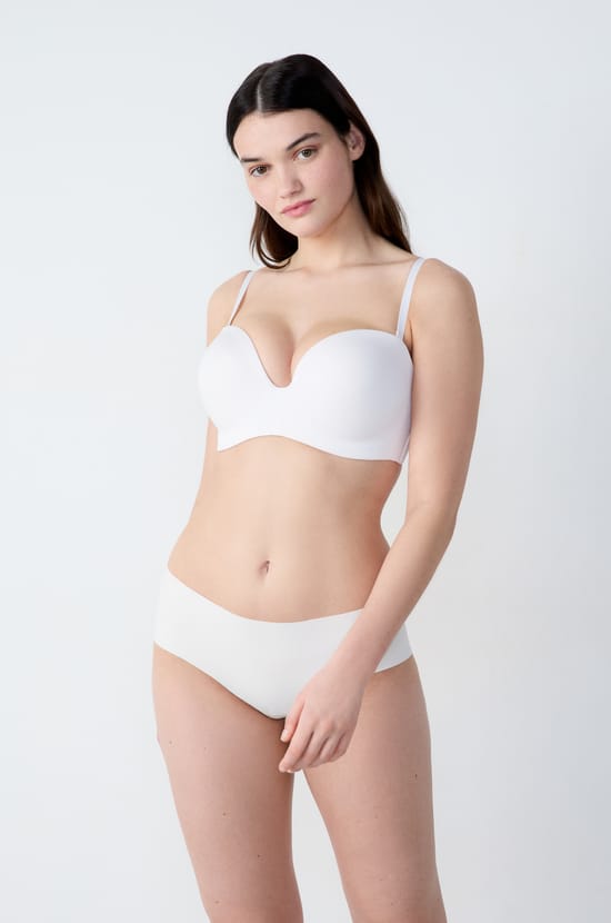 Bandeau microfibre bretelles amovibles, bonnet D;${refinementColor}