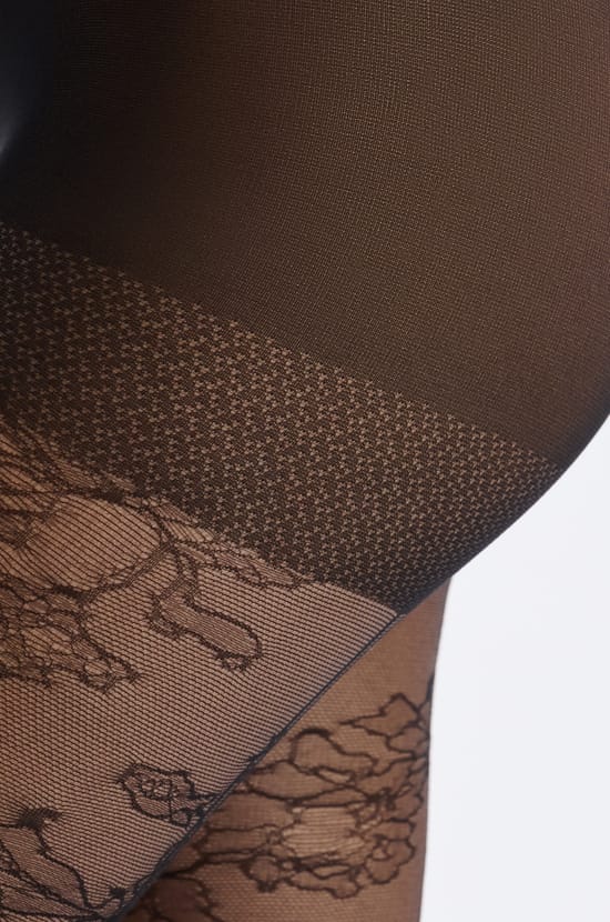 Collant transparent &agrave; fleurs - 15D;${refinementColor}