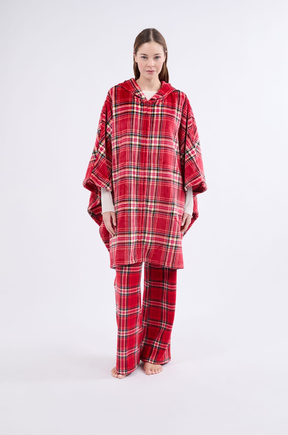 Ponczo bez rękawów z polaru;${refinementColor}