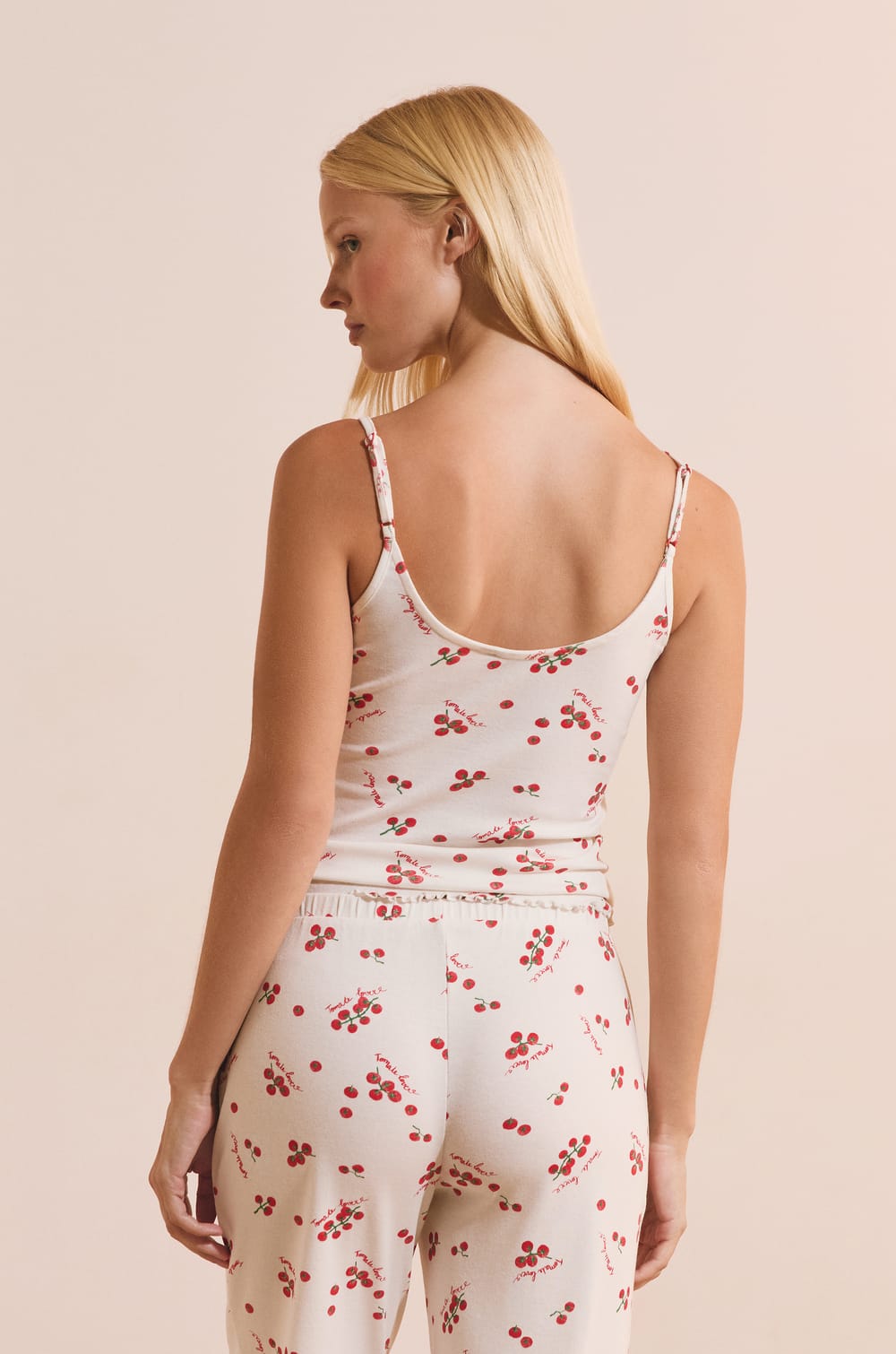 Caraco de pyjama en coton &agrave; motifs tomates;${refinementColor}