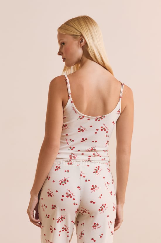 Caraco de pyjama en coton &agrave; motifs tomates;${refinementColor}