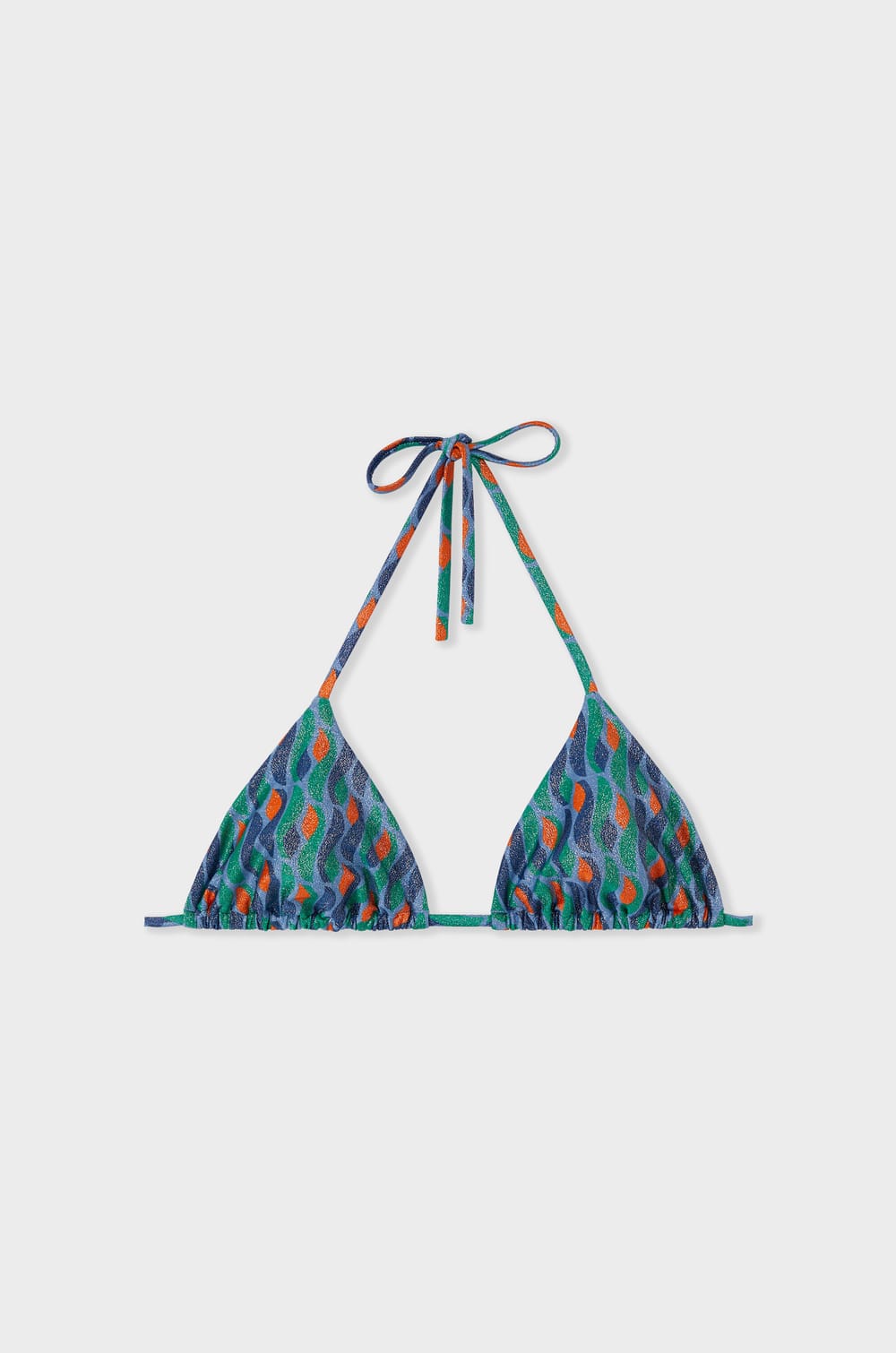 Glittery Triangle Bikini Top;${refinementColor}