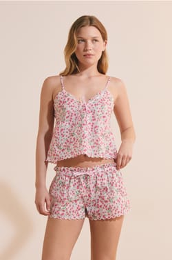 Pantal&oacute;n corto de pijama estampado de algod&oacute;n;${refinementColor}