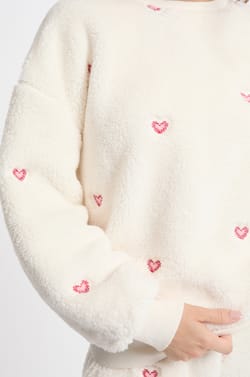 Fleece-Effect Heart-Printed Sweatshirt;${refinementColor}
