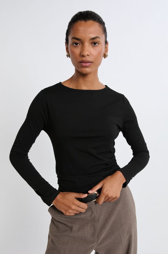 T-shirt col rond manches longues;${refinementColor}