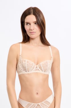Balconette Bra in Tulle and Satin;${refinementColor}