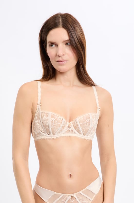 Balconette Bra in Tulle and Satin;${refinementColor}