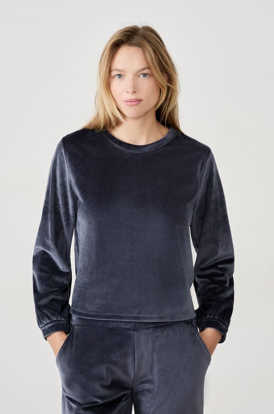 Sudadera con efecto terciopelo;${refinementColor}