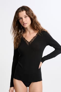 Long Sleeve Thermal Knit T-Shirt With Cashmere;${refinementColor}