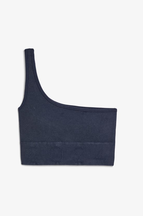 Ribbed Asymmetric Bralette - Light Support;${refinementColor}