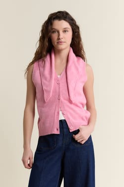 Gilet sans manches en tricot avec foulard;${refinementColor}