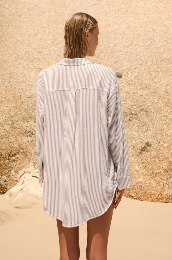 Chemise en coton et lin;${refinementColor}