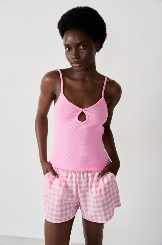 Débardeur en coton en pointelle;${refinementColor}