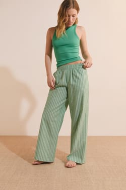 Pantalon de pyjama &agrave; rayures en coton;${refinementColor}