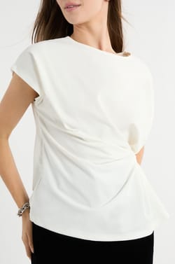 Short-sleeved knotted T-shirt;${refinementColor}